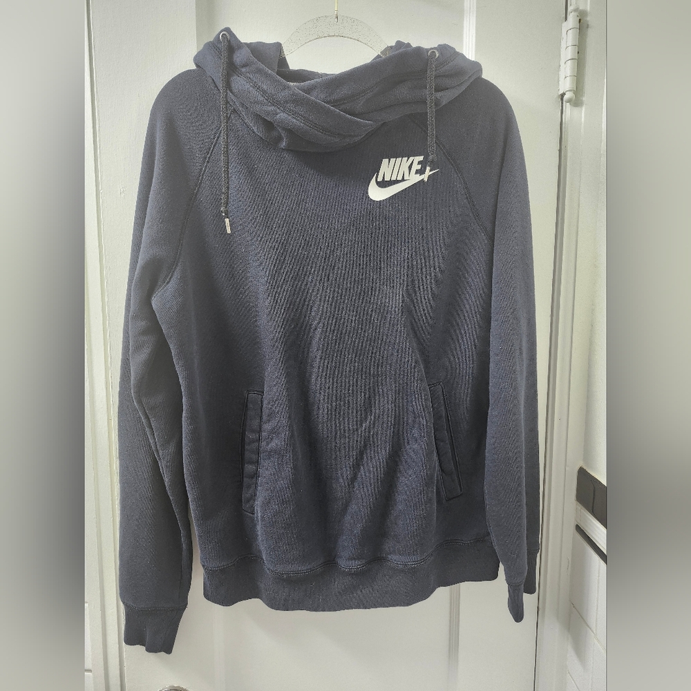 Nike Black Hoodie with White Stitching